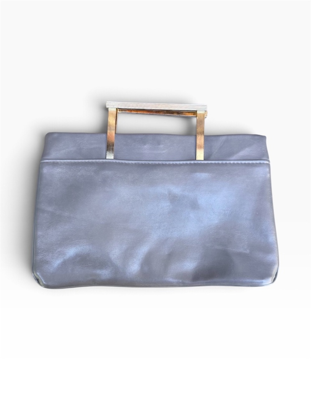 Vintage 80s Metallic Gray Convertible Clutch Purse Retractable Handle